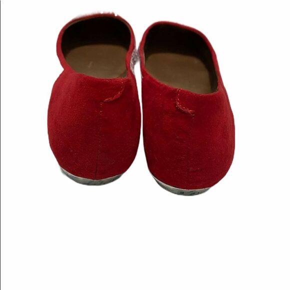 BCBGeneration Alexy Rhinestone Embellished Square Toe Flats Red Silver 6.5 - Picture 3 of 5